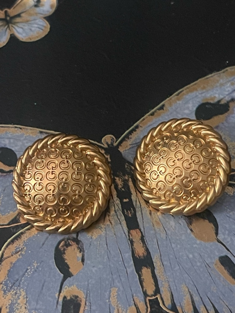 Gold-Tone Rope-Edge Button Earrings
